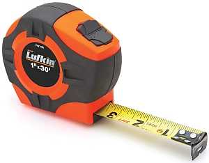 Crescent Lufkin PHV1430N/PHV1430 Tape Measure, 30 ft L Blade, 1 in W Blade, ABS Case, Orange Case
