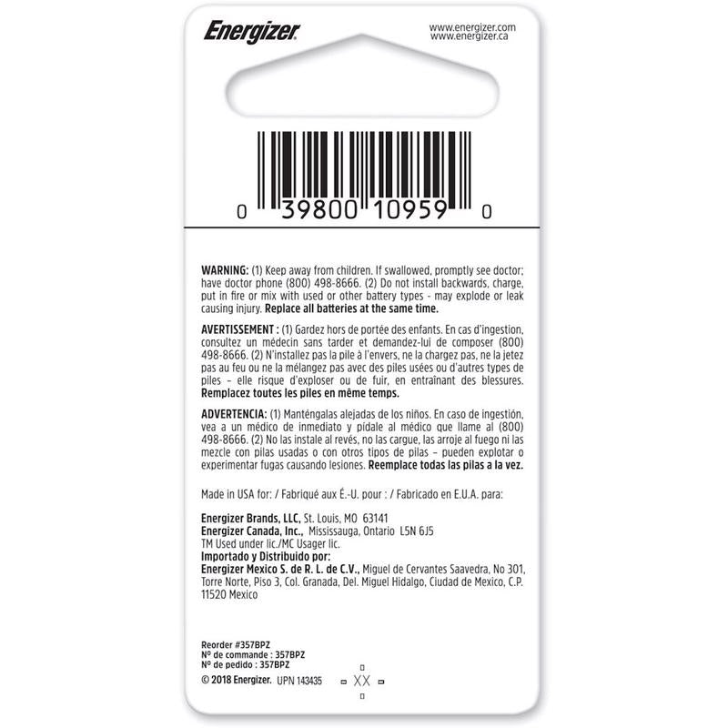 Energizer Silver Oxide 303/357 1.55 V 0.15 mAh Electronic/Watch Battery 1 pk