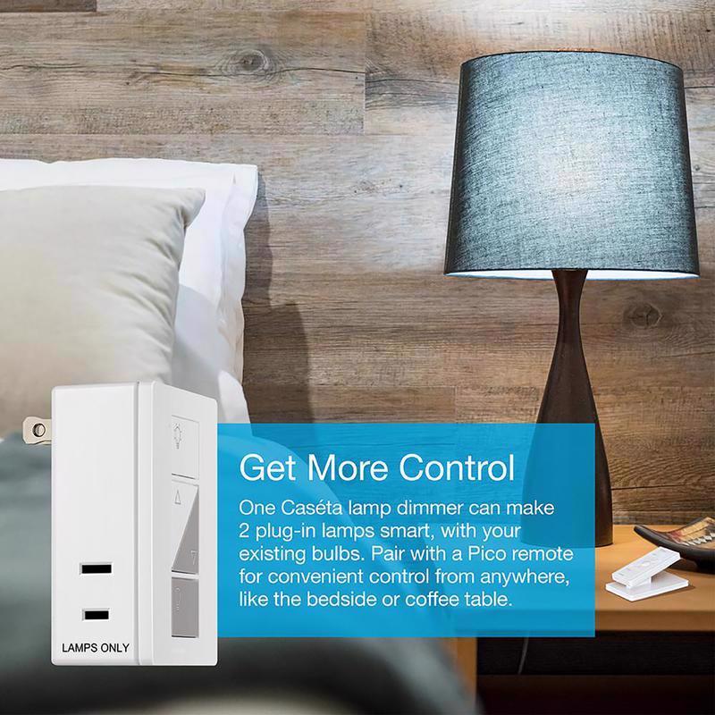 Lutron Caseta White 100 W Plug-In Smart-Enabled Dimmer Switch w/Remote Control 1 pk