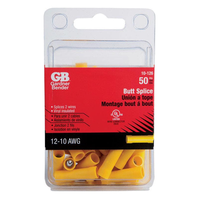 Gardner Bender 12-10 Ga. Insulated Wire Butt Splice Yellow 50 pk