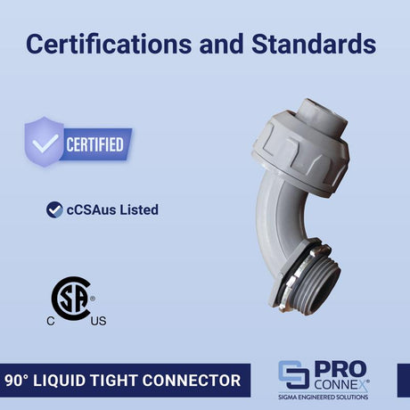 Sigma Engineered Solutions ProConnex 3/4 in. D Plastic 90 Degree Connector For Liquid Tight 1 pk