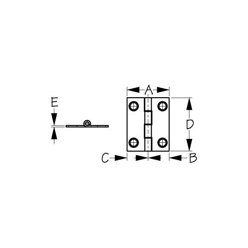 Sea-Dog 2010701 Stainless Butt Hinge, 1-1/4" x 1-1/2"