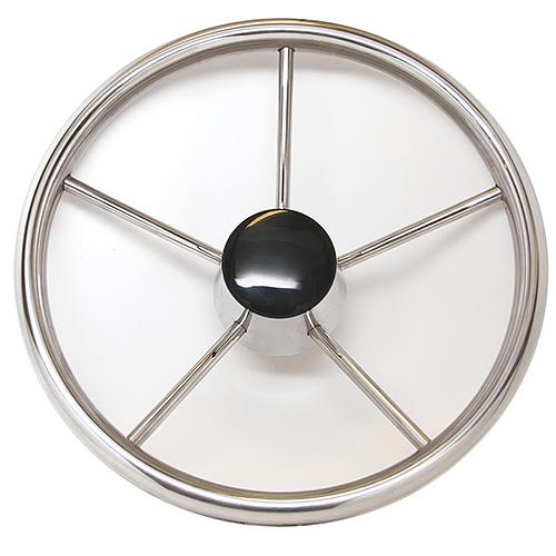 SeaDog 230211 11″, 5-Spoke Stainless Steering Wheel w/Plastic Center Cap, 25° Dish