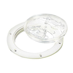 Sea-Dog 337161 White Screw Out Deck Plate w/Clear Cover, 6-1/2"