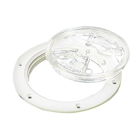 Sea-Dog 337161 White Screw Out Deck Plate w/Clear Cover, 6-1/2"