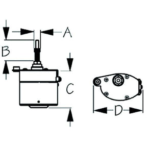SeaDog Stamped Powder Coated Steel &amp; Stainless Standard 12V Wiper Motor - 2-1/2" Shaft - Black Finish