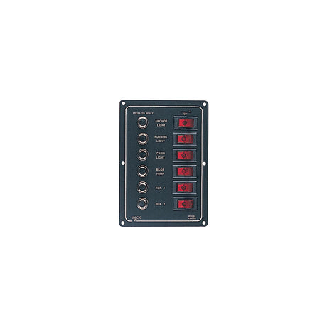 SeaDog 422800 Aluminum 6 Circuit Breaker Panel - 6-1/2" x 4-1/2" - Stamped Anodized Aluminum