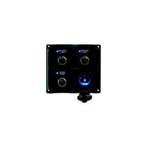 Seadog 424623-1 Water Resistant Toggle Switch Panel w/3 Switches &amp; Power Stocket