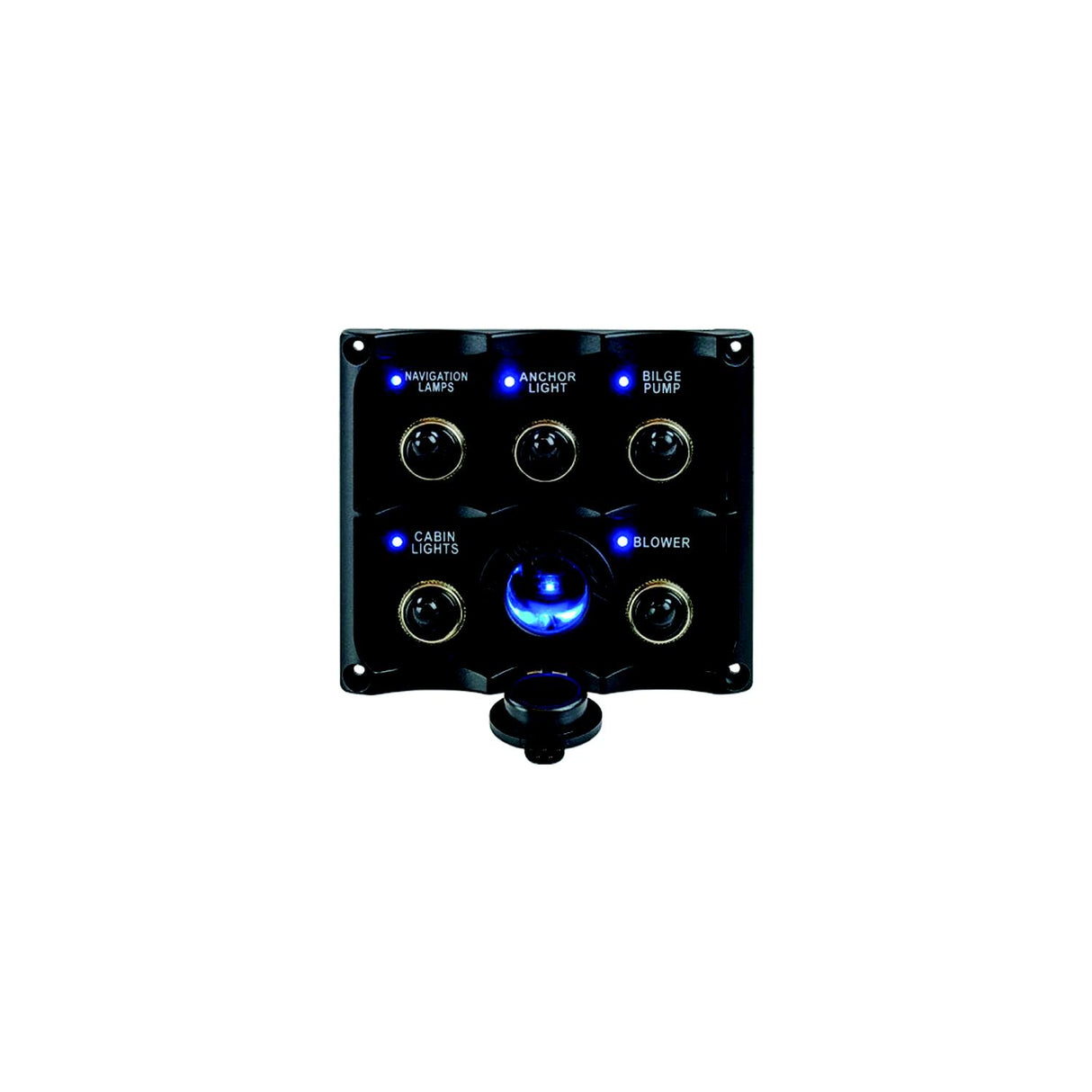 Seadog 424627-1 Water Resistant Toggle Switch Panel w/5 Switches &amp; Power Stocket