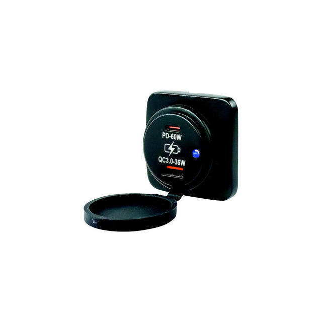 SeaDog 4265311 Surface Mount USB 3.0 &amp; USB-C Power Socket, Square