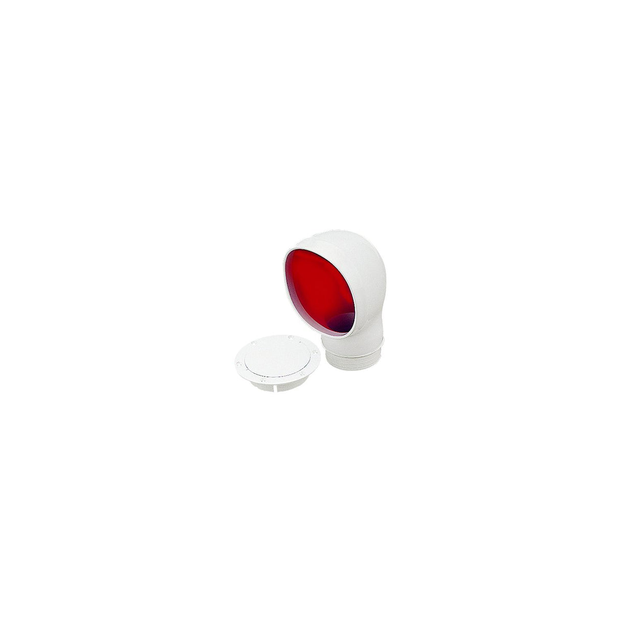 SeaDog 7271353 PVC Standard Profile Cowl Vent & Snap On Deck Plate, White With Red Interior