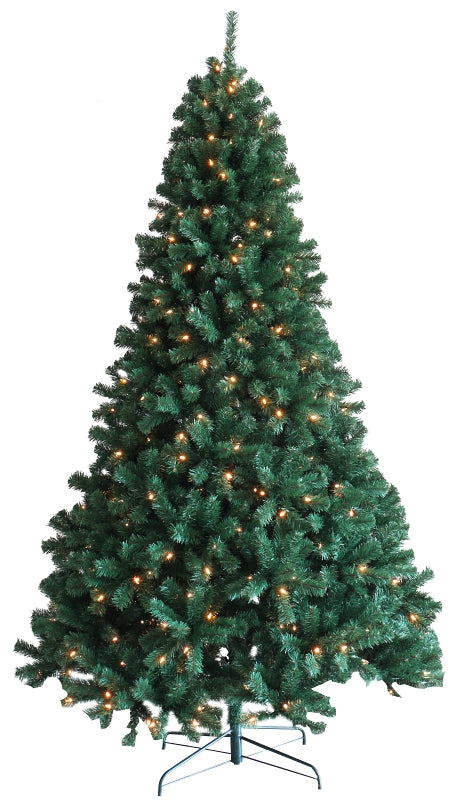 Hometown Holidays 61990 Sheared Tree, 9 ft H, Noble Fir Family, 110 V, LED Bulb, Clear Light