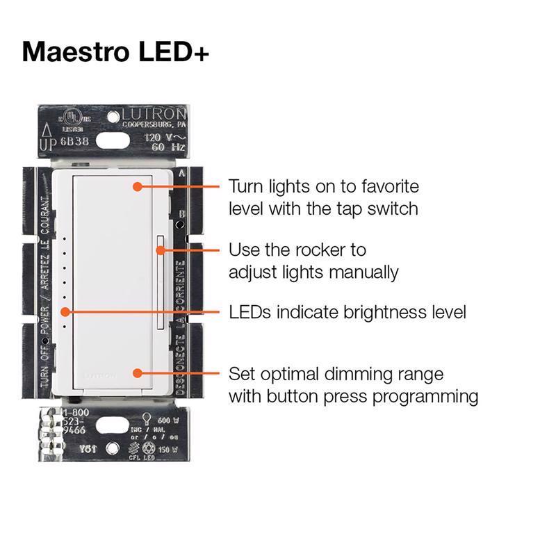 Lutron Maestro Light Almond 150 W 3-Way Dimmer Switch 1 pk