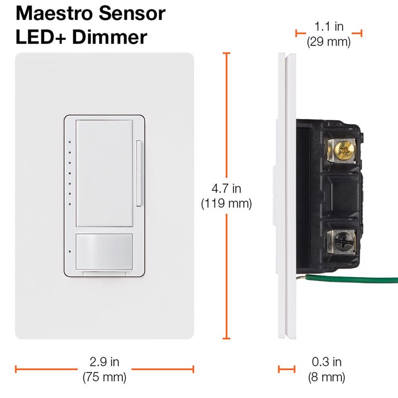 Lutron Maestro White 150 W Motion Sensor Dimmer Switch 1 pk