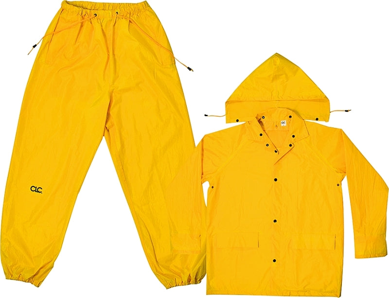 CLC R102M Rain Suit, M, 170T Polyester, Yellow, Detachable Collar