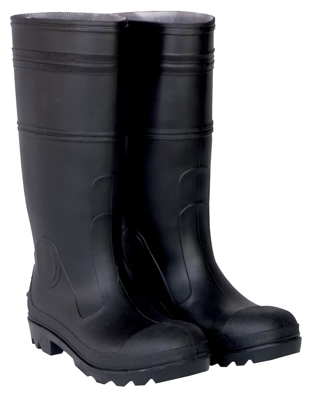 CLC R23010 Durable Economy Rain Boots, 10, Black, Slip-On Closure, PVC Upper