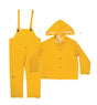 CLC R1014X 3-Piece Heavyweight Rain Suit, 4XL, Polyester/PVC, Yellow, Hooded, Adjustable Strap, Drawstring, Snap