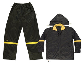 CLC R1013X 3-Piece Heavyweight Rain Suit, 3XL, Polyester/PVC, Yellow, Hooded, Adjustable Strap, Drawstring, Snap