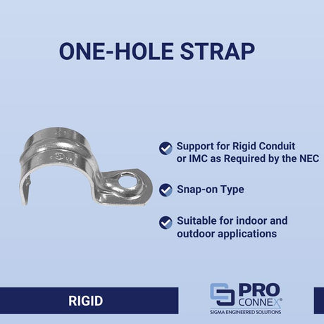 Sigma Engineered Solutions ProConnex 3/4 in. D Zinc-Plated Steel 1 Hole Strap 25 pk