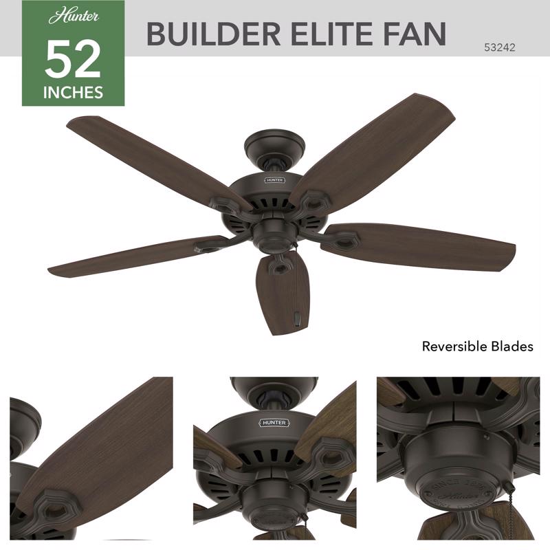 Hunter Builder 52 in. New Bronze Brown Indoor Ceiling Fan