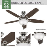 Hunter Builder Deluxe 52 in. Brushed Nickel LED Indoor Ceiling Fan