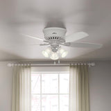 Hunter 53326 Ceiling Fan, 5-Blade, Light Oak/Snow White Blade, 52 in Sweep, 3-Speed, With Lights: Yes