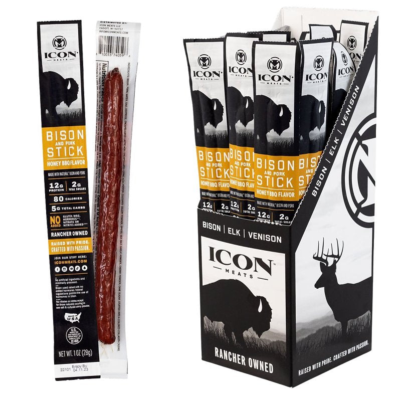 Icon Meats 8-10033-74061-9 Meat Snack, Stick, Honey BBQ, 1 oz, Pack of 24