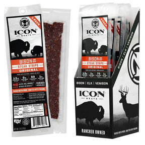 Icon Meats 8-10033-74037-4 Bison Jerky Steak, Strip, Original, 2 oz, Pack of 8