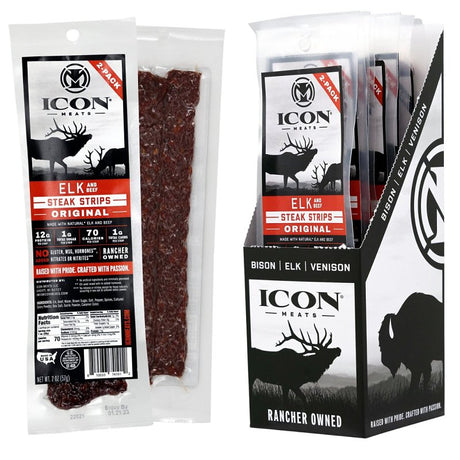 Icon Meats 8-10033-74101-2 Elk Jerky Steak, Strip, Original, 2 oz, Pack of 8