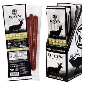 Icon Meats 74087 Venison Snack, Stick, Garlic, 4 oz Pack, Pack of 6