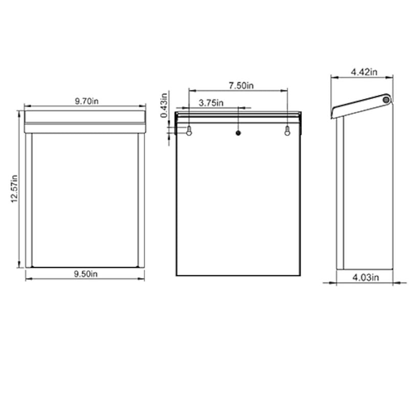 Gibraltar Mailboxes Designer Series DVK00000 Mailbox, 440 cu-in, Galvanized Steel, Powder-Coated, Black, 9.7 in W