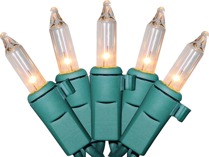 Sylvania V4000-49 Mini Light Set, Christmas, 120 V, 40.8 W, 100-Lamp, Incandescent, Clear, 1000 hr Average Life