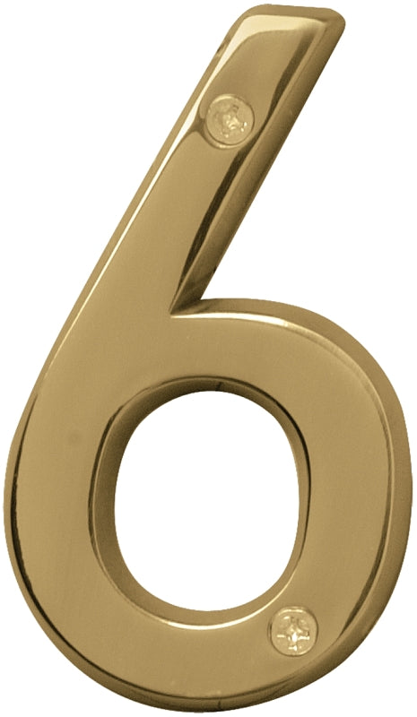 Hy-Ko Prestige Series BR-42PB/6 House Number, 2.938 in W x 6.875 in H Dimensions, Character: 6, 4 in H Character, Pack of 3