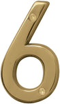Hy-Ko Prestige Series BR-42PB/6 House Number, 2.938 in W x 6.875 in H Dimensions, Character: 6, 4 in H Character, Pack of 3