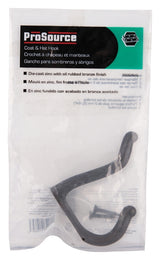 ProSource H62-B076 Coat and Hat Hook, 22 lb, 2-Hook, 1 in Opening, Zinc, Oil-Rubbed Bronze