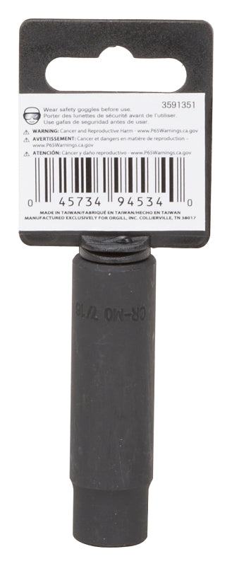 Vulcan MT6580112 Deep Impact Socket, 7/16 in Socket, 3/8 in Drive, Deep Drive, 6-Point, Chrome Molybdenum Steel