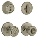 Kwikset 690T 5CP6ALRCSK6 Combination Lockset, Left, Right, Knob Handle, Tylo Design, Antique Brass