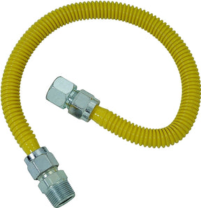 BrassCraft ProCoat Series CSSC21-24 Gas Connector, 3/4 in, MIP x FIP, Stainless Steel, Polymer-Coated, 24 in L