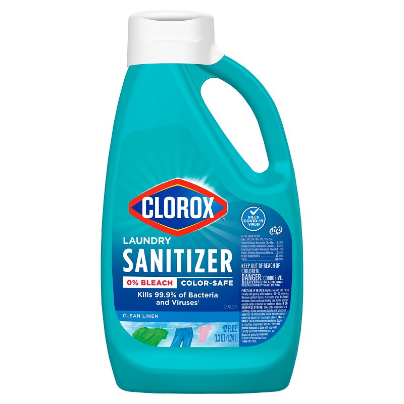 Clorox 32419 Laundry Sanitizer, 42 oz, Viscous Liquid, Unscented, Blue, Pack of 4