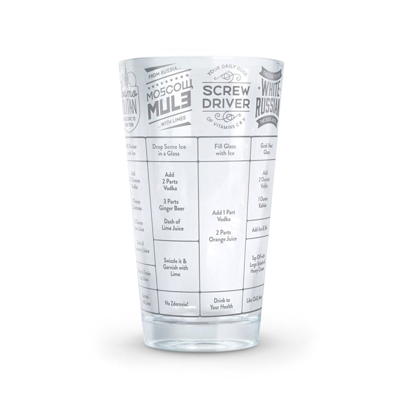 Fred & FRIENDS 5192622 Cocktail Recipe Glass, 16 oz Capacity, Glass, Pack of 4