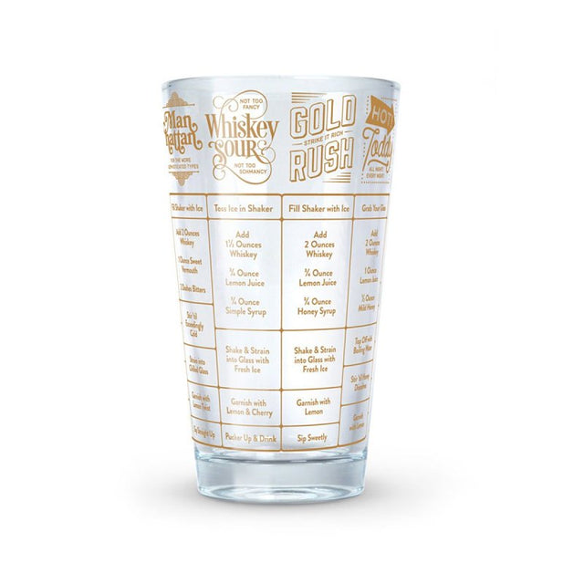 Fred & FRIENDS GOOD MEASURE 5192625 Whiskey Recipe Glass, 16 oz Capacity, Glass, Pack of 4