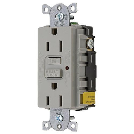 GFCI Duplex Receptacle w/Cover Plate, Gray