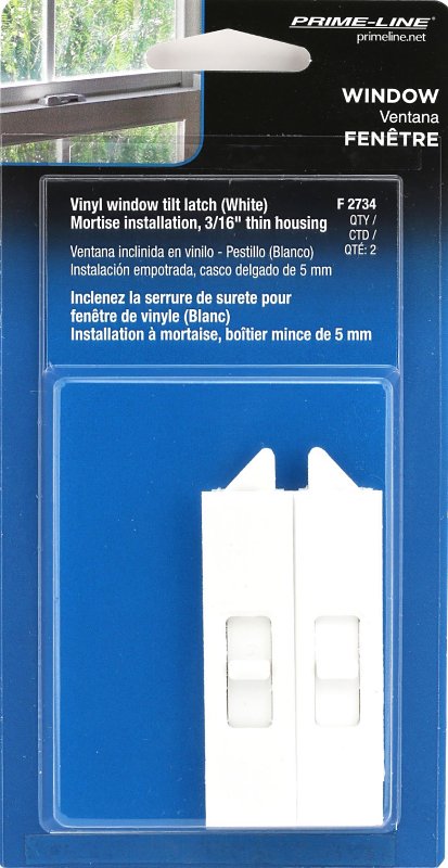 Prime-Line F 2734 Tilt Latch, Plastic, Includes: (1) Left Hand Latch, (1) Right Hand Latch, Fastener