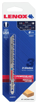 Lenox 1990847 Jig Saw Blade, 5/16 in W, 4 in L, 6 TPI, 0.058 in Thick, 3/PK
