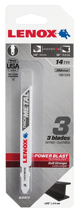 Lenox 1991559 Jig Saw Blade, 3/8 in W, 14 TPI, 3/PK