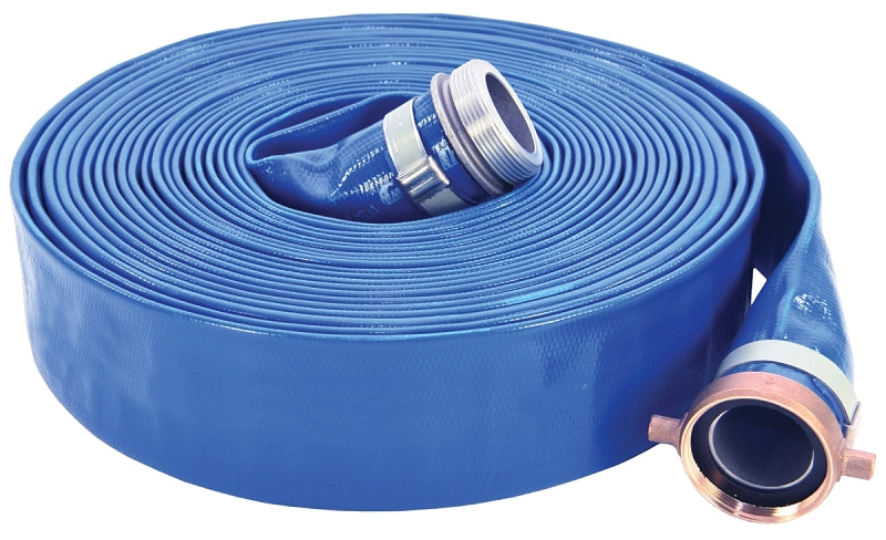 Abbott Rubber 1148-4000-50-CE Water Discharge Hose, 50 ft L, Camlock Female x Male, PVC, Blue