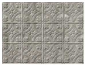 Fasade D6021 Backsplash Panel, 24 in L, 18 in W, Thermoplastic, Silver, Pack of 5