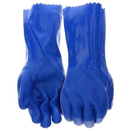 Boss Chemguard B11061-L Work Gloves, Men's, L, 12 in L, Gauntlet Cuff, PVC, Blue