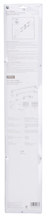 Boston Harbor L3624-51-073L Towel Bar, 24 in L Rod, White, Surface