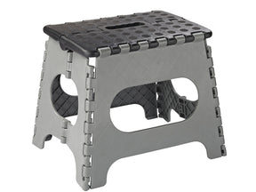Simple Spaces SD027 Folding Step Stool, 10-5/8 in H, 1-Step, 330, Plastic, Black Gray